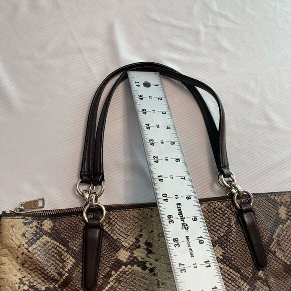 Coach Snake Print Shoulder Bag - Black and Tan - Picture 6 of 12